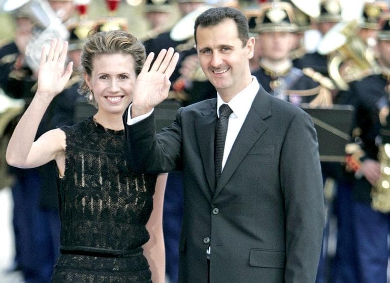 In this July 13, 2008, file photo, Syrian President Bashar Assad and his wife Asma arrive for a formal dinner after a Mediterranean Summit meeting at the Petit Palais in Paris. (AP)