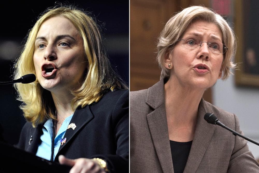 Marisa DeFranco, left, and Elizabeth Warren. (AP)