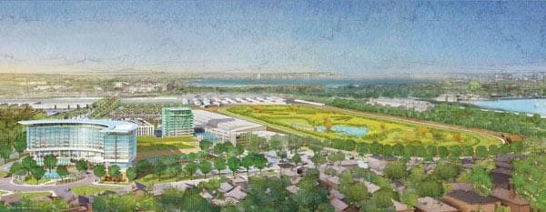 An architectural rendering of the proposed Resort at Suffolk Downs