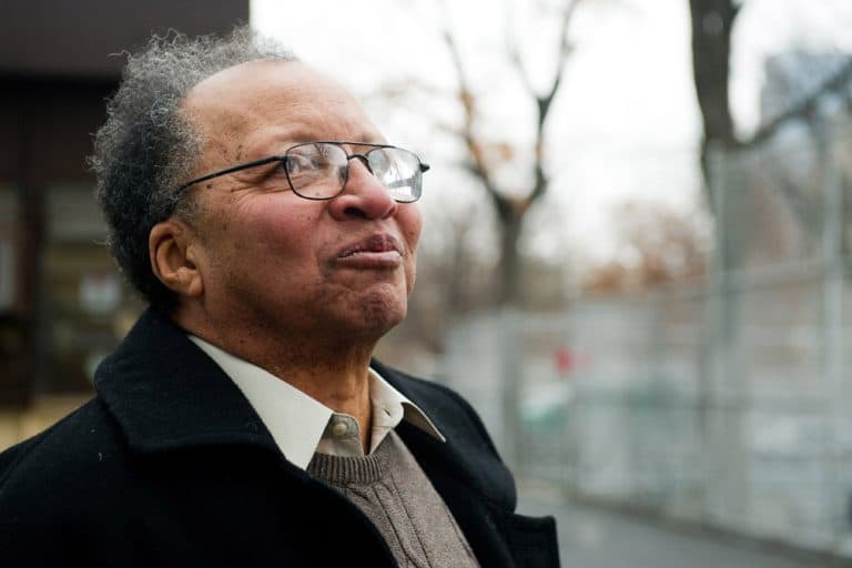 Author Walter Dean Myers tours his old Harlem neighborhood in New York. (AP)