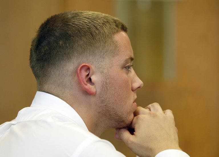 Defendant Aaron Deveau, 18, listens to testimony at Haverhill District Court in Haverhill on Monday. (AP)