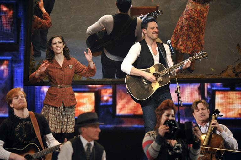 Cristin Milioti, left, and Steve Kazee perform in a scene from &#039;Once&#039; at the 66th Annual Tony Awards on Sunday in New York. (AP)