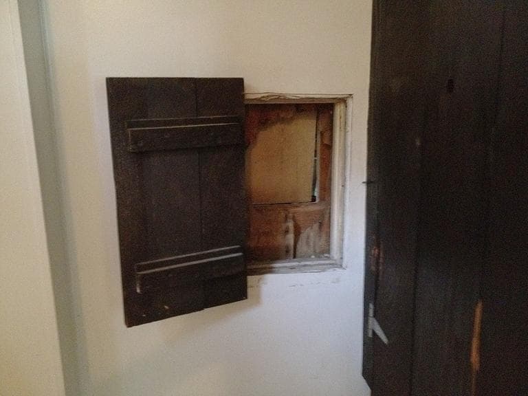 The Nimrod restaurant in Falmouth has preserved the cannon ball hole in the men&#039;s room wall behind a small wooden door, from when it was struck in 1814 (Courtesy)
