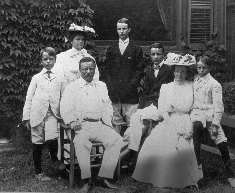 President Theodore Roosevelt poses for a photograph with his wife Edith and his children, Ethel, Theodore Jr., Kermit, Archibald, and Quentin, at his Oyster Bay, Long Island home in 1907. (AP)