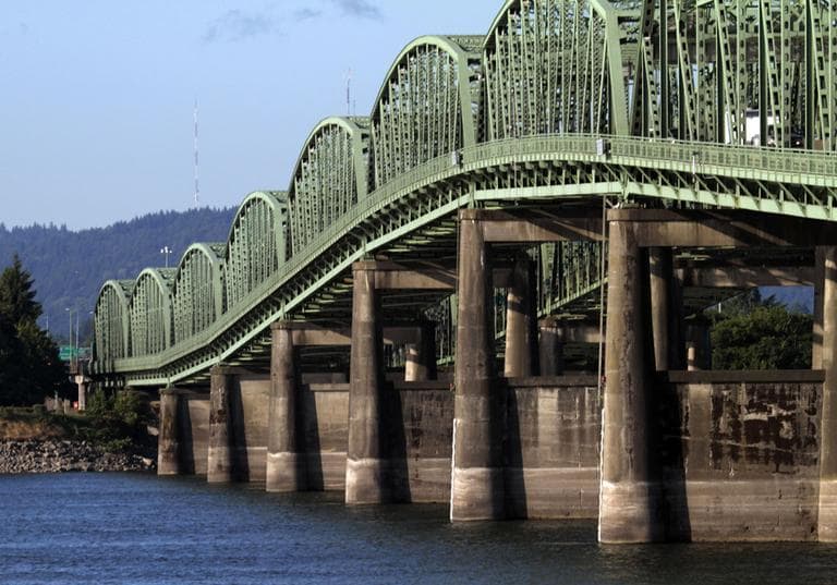 The Interstate 5 bridge spans the Columbia River between Oregon and Washington states in Vancouver, Wash. (AP)