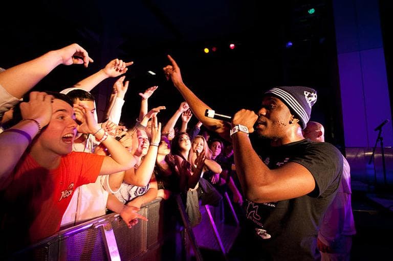 Chidera “Chiddy” Anamege raps at the Rensselaer Polytechnic Institute in Troy, NY. (Ryan Kemper)
