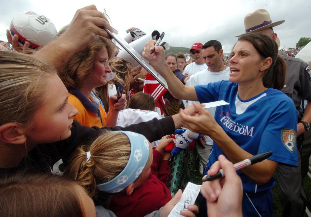 Soccer star Mia Hamm is one of the many role models female athletes have looked up to since the passage of Title IX. (AP)