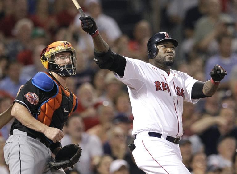 Boston Red Sox&#039;s David Ortiz watches a grand slam in a game earlier this month against the Miami Marlins. (AP)