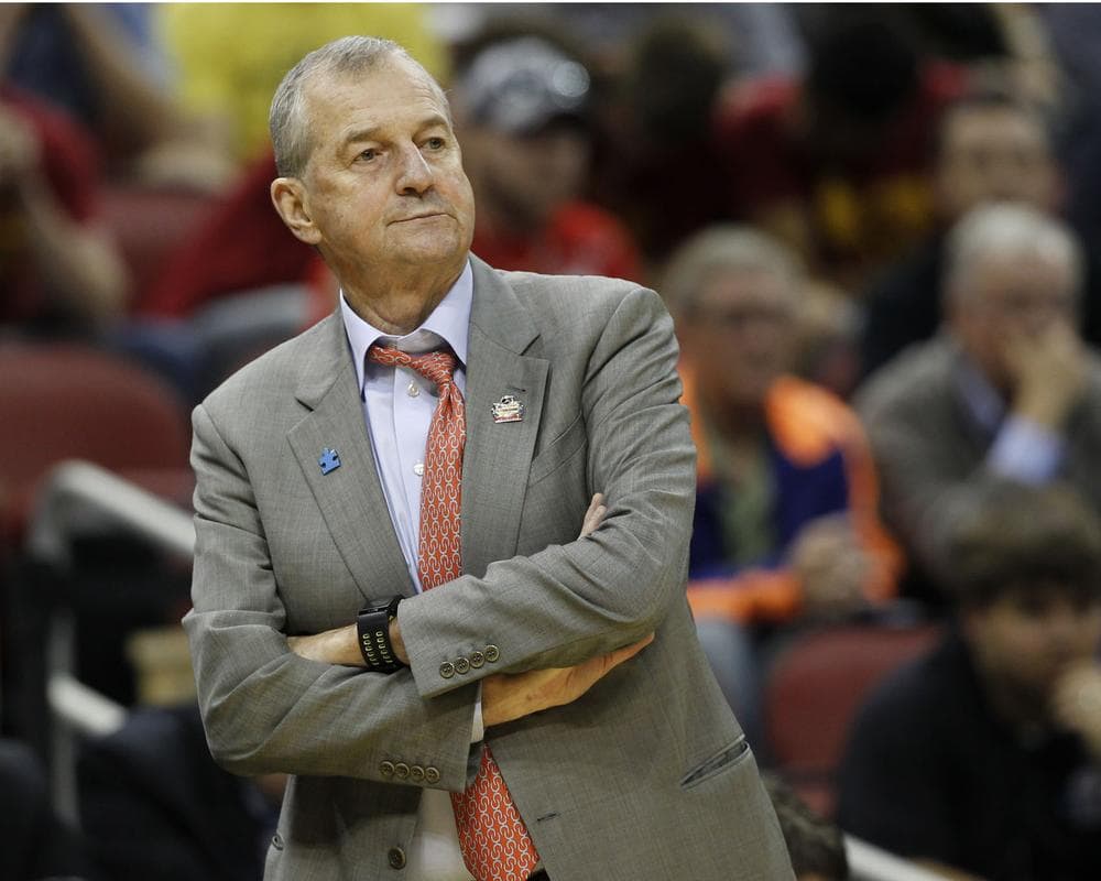 UConn men's basketball coach Jim Calhoun will not have much to smile about next season, if he returns. The Huskies are one of several teams in the NCAA banned from postseason play for underachieving academically. (AP)