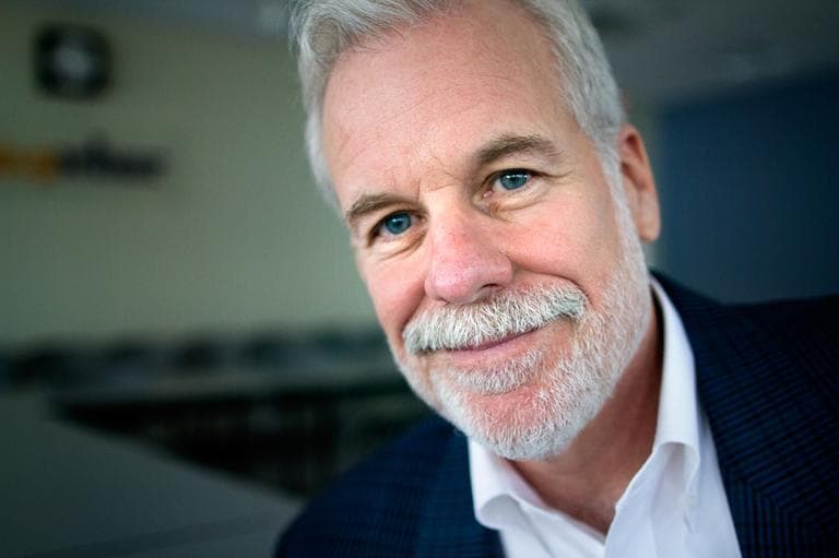 Author Chris Van Allsburg at Here &amp; Now offices at WBUR in Boston. (Jesse Costa/Here &amp; Now)