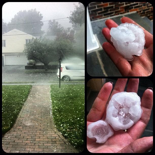 Hail from Wednesday's storm in Lynn (Natasha Koroleva/Instagram)