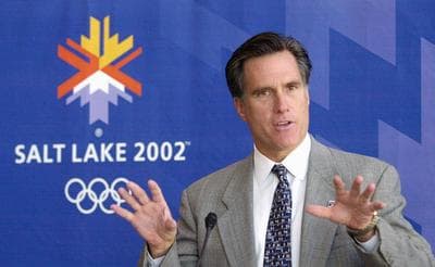 Mitt Romney speaking at the Salt Lake Olympics in 2002. (AP)