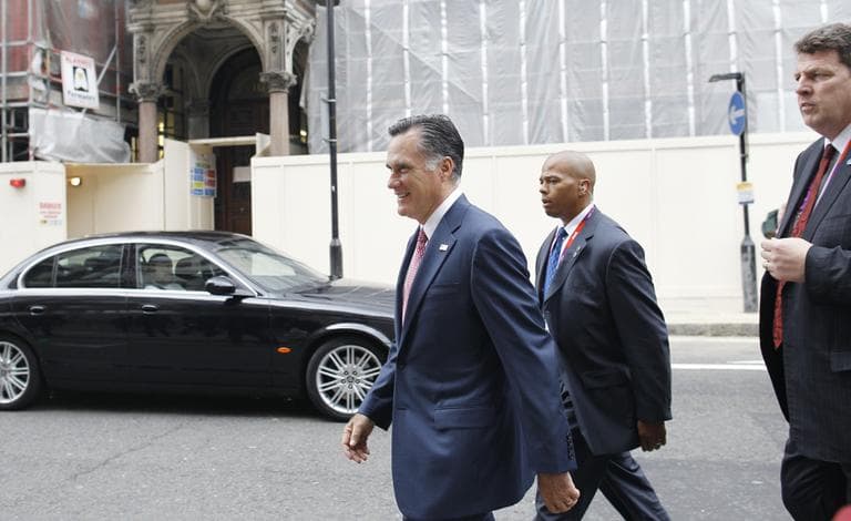 Republican presidential candidate and former Massachusetts Gov. Mitt Romney in London, Friday. (AP)