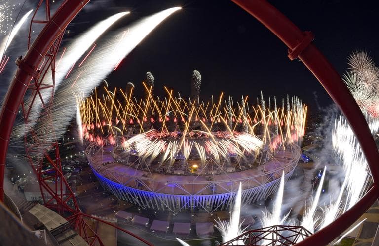 Fireworks over Olympic Stadium during the Opening Ceremony Saturday, in London (AP)