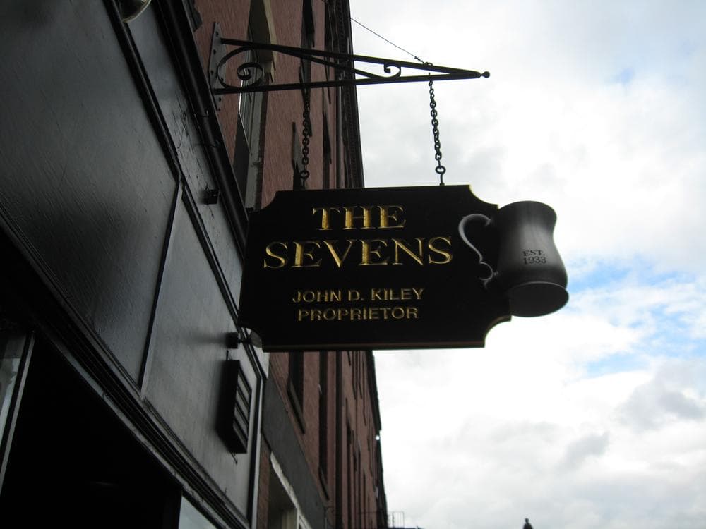 The Sevens Pub, where member's of "Writer's Anonymous" gathered to create their latest work. (Meghna Chakrabarti/WBUR)