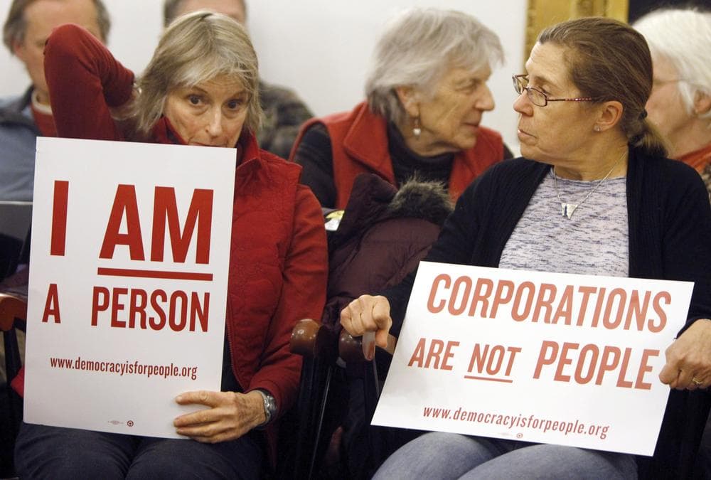 A gathering in Montpelier, Vt., on Jan. 20, 2012, the anniversary of the Citizens United decision. (AP Photo)