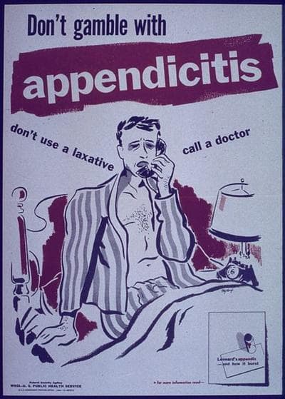 A 1940s appendicitis poster (U.S. National Archives and Records Administration via Wikimedia Commons)
