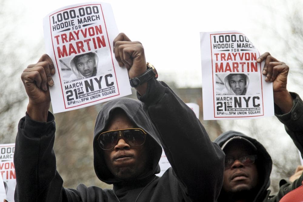 On March 21, 2012, hundreds of people gathered in New York City's Union Square for the Million Hoodie March. The march was in protest of the killing of Trayvon Martin, a black teenager shot to death by a Hispanic neighborhood watch captain in Florida. (AP Photo)