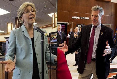 Democratic candidate for Sentate, Elizabeth Warren, left, and Sen. Scott Brown (AP)