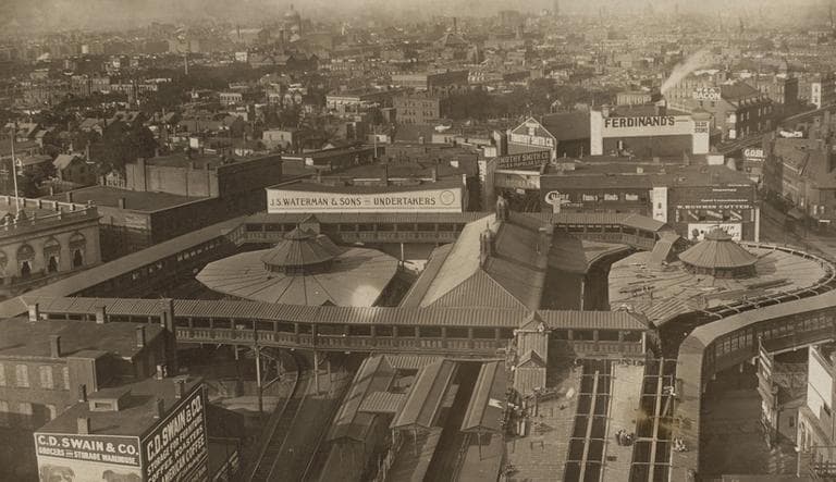 A view of Dudley Station in 1910, with the Ferdinand's building top-right  (Boston Public Library/Flickr)