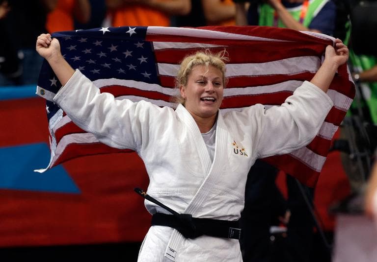 Wakefield&#039;s Kayla Harrison celebrates after beating Gemma Gibbons, of Great Britain, for the gold medal during the women&#039;s 78-kg judo competition at the 2012 Summer Olympics Thursday. (AP)