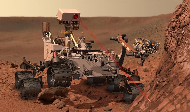This artists rendering shows the Mars Rover, Curiosity. After traveling 8 1/2 months and 352 million miles, Curiosity will attempt a landing on Mars the night of Aug. 5. (AP/NASA)