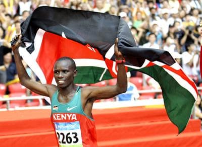 Kenya's Sammy Kamau Wanjiru won the gold during the men's marathon at the Beijing 2008 Olympics in Beijing. Wanjiru died in Kenya last year in an alcohol-related accident. (AP)