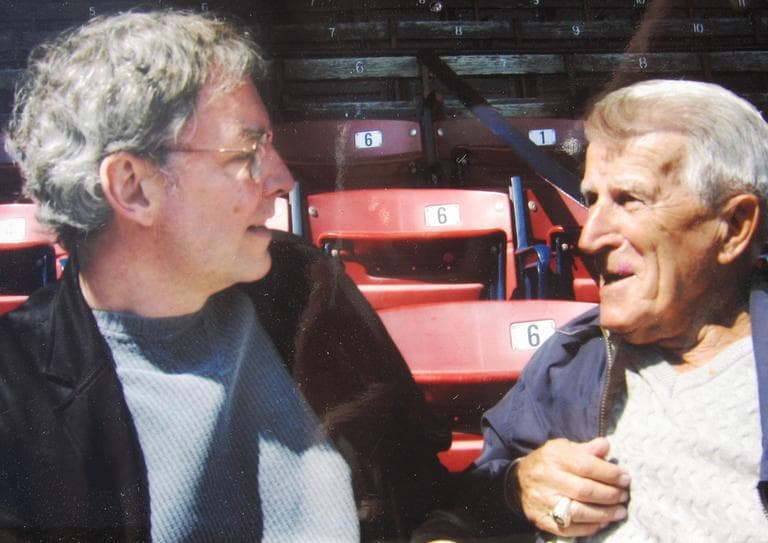 Late Red Sox legend Johnny Pesky, right, and WBUR&#039;s Bill Littlefield, during one of their many interviews (Only A Game File Photo)