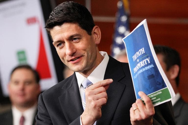 Rep. Paul Ryan with a copy of his budget plan entitled &quot;The Path to Prosperity.&quot; (AP)