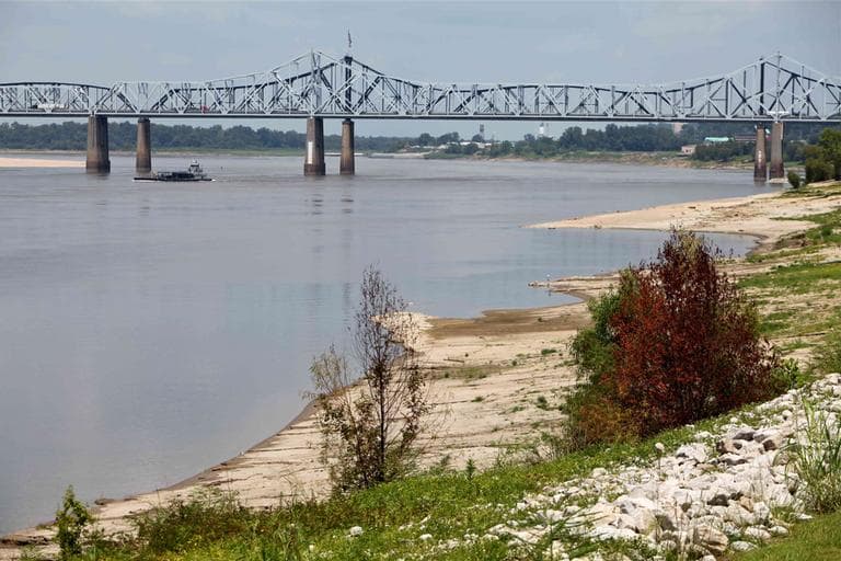The banks of the Mississippi River near Vicksburg, Miss., continue to erode as the 2012 drought deepens. Barges are moving down the largest waterway in the U.S. with decreased loads and at slower speeds because of the risk of hitting debris or sand. (AP)