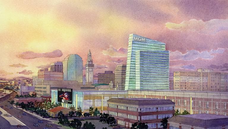 An artist&#039;s rendering of MGM&#039;s proposed resort-style casino in Downtown Springfield (Courtesy)