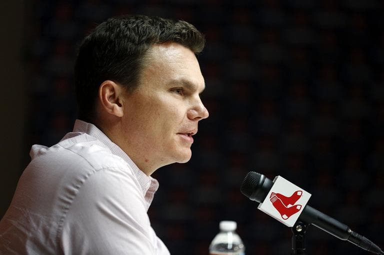 Red Sox general manager Ben Cherington speaks at a news conference before a baseball game between the Red Sox and the Kansas City Royals in Boston on Saturady. (AP/Michael Dwyer)