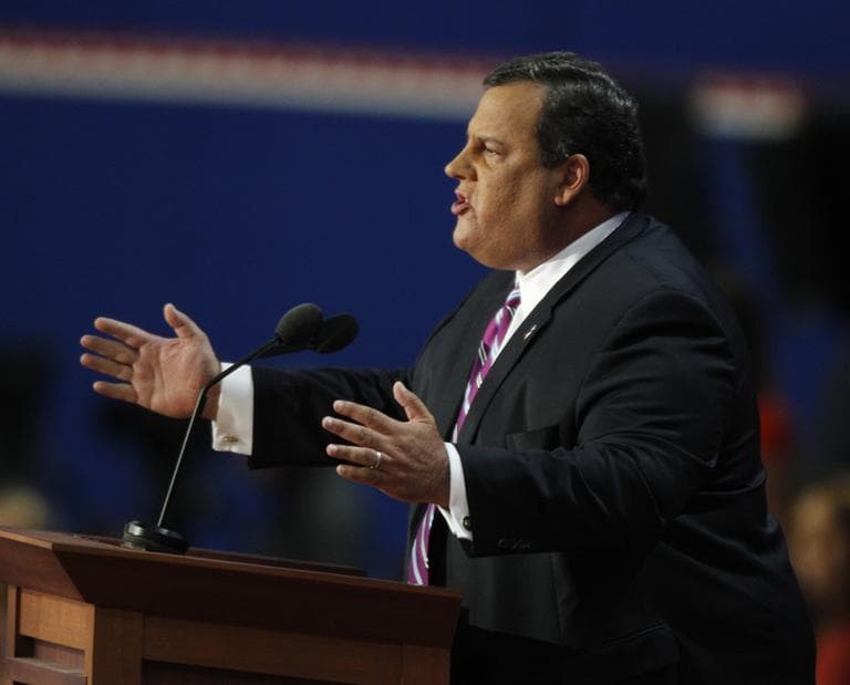 New Jersey Governor Chris Christie addresses the Republican National Convention Tuesday. (Lynne Sladky/AP)