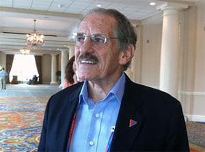 Senior Romney adviser Ron Kaufman, in the hall of the Marriott Waterfront in Tampa, Fla. (Lisa Tobin/WBUR)
