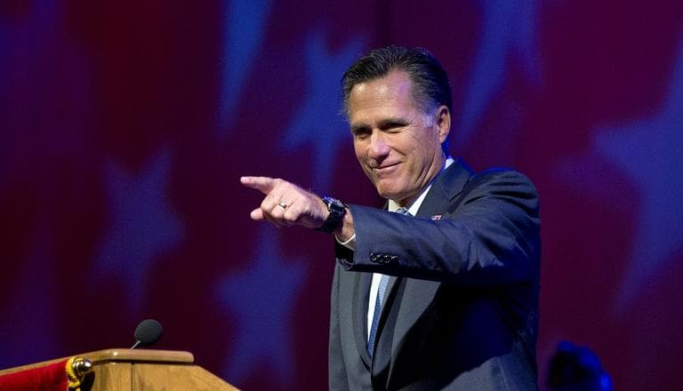 Republican presidential candidate, former Massachusetts Gov. Mitt Romney speaks at the American Legion National Convention on Wednesday. (AP/Evan Vucci)