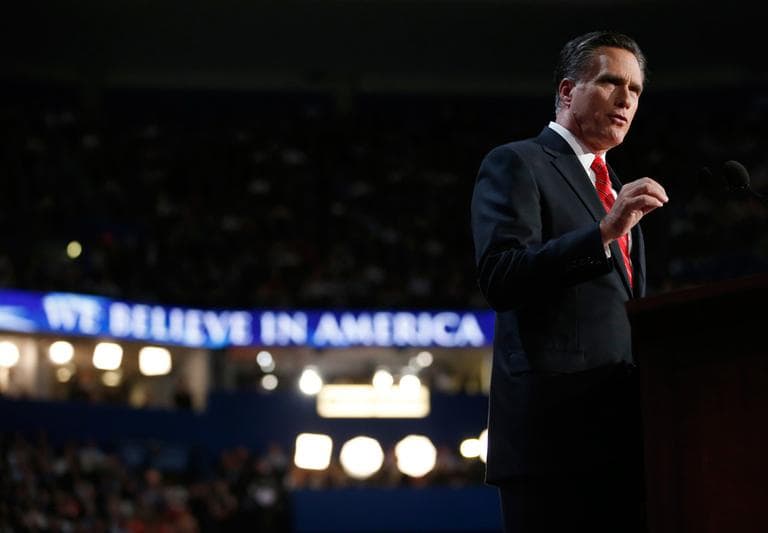 Presidential nominee Mitt Romney speaks at the Republican National Convention in Tampa, Fla., on Thursday. (AP)