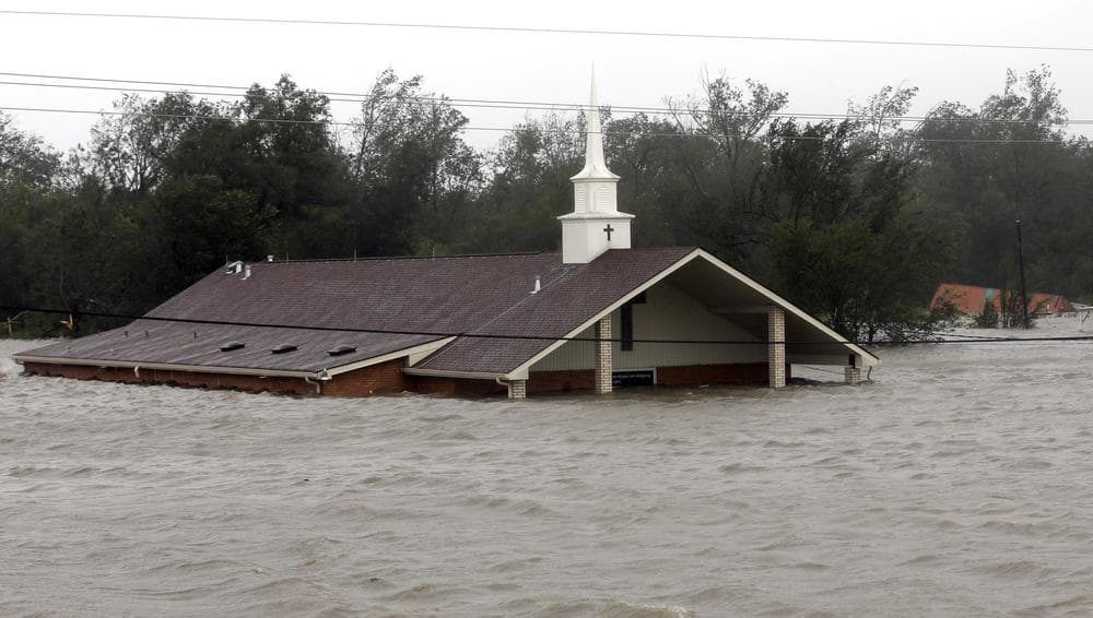 A church is flooded as Hurricane Isaac hits Wednesday, Aug. 29, 2012, in Braithwaite, La. (AP)