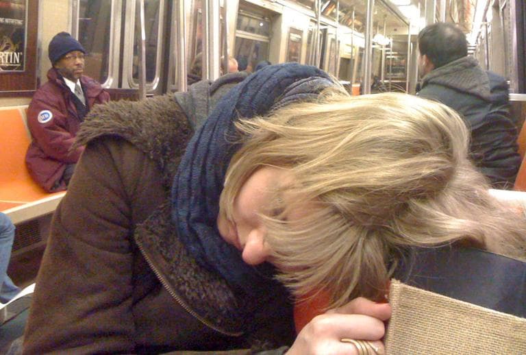 Sleeping on the subway. (MattHurst/Flickr)