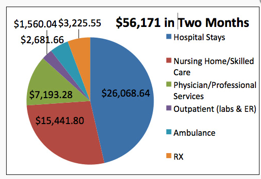 A cost breakdown of two months of care for Sue Beder