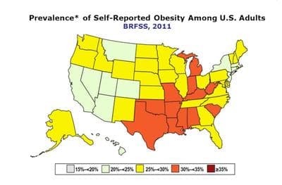 The latest obesity map from the CDC
