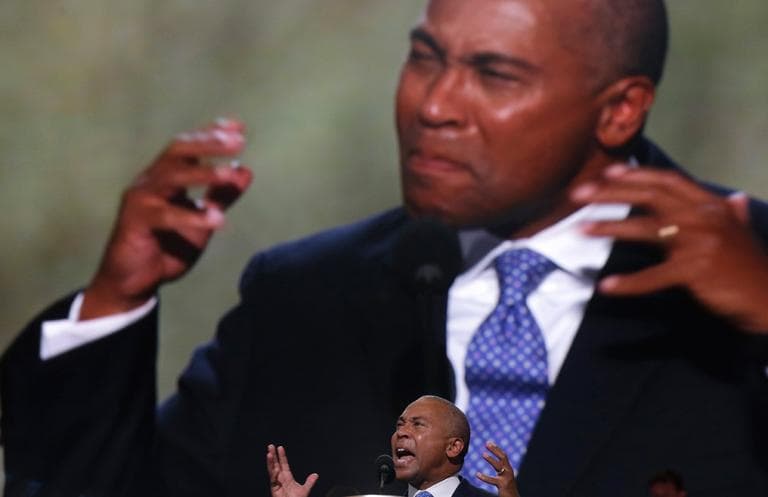 Gov. Deval Patrick addresses the Democratic National Convention in Charlotte, N.C., on Tuesday. (AP)