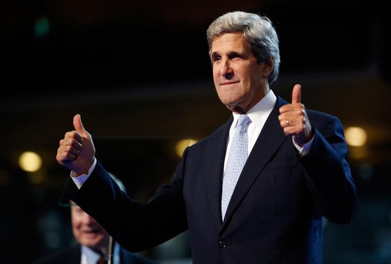 Sen. John Kerry during a sound check at the Democratic National Convention in Charlotte, N.C., on Wednesday. (AP)