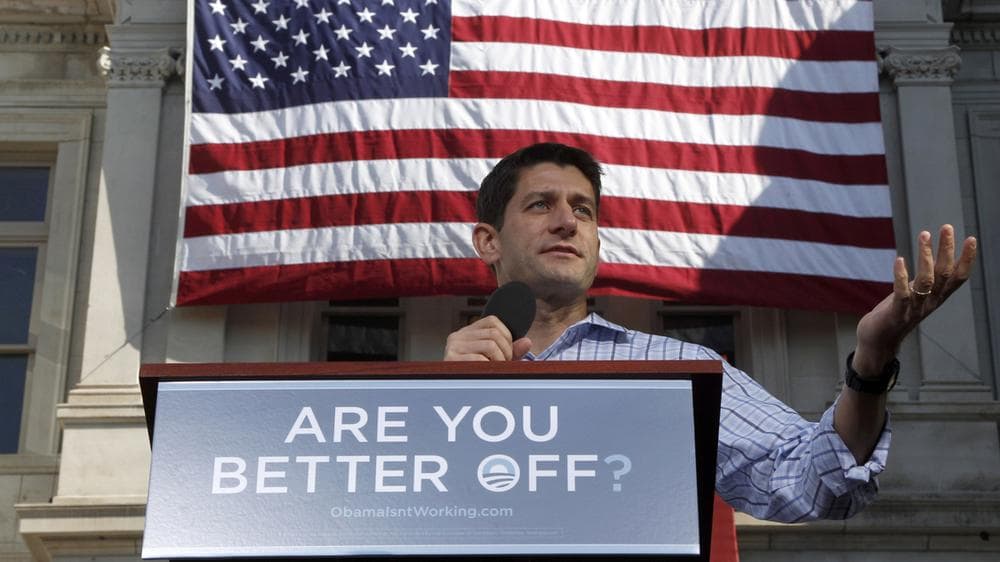 Republican vice presidential candidate Rep. Paul Ryan campaigning in Adel, Iowa, Wednesday, Sept. 5, 2012. (AP Photo)