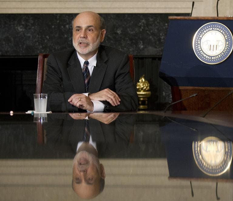 Federal Reserve Chairman Ben Bernanke speaks to educators in the board room of the Federal Reserve in Washington, Tuesday, Aug. 7, 2012, during a town hall meeting. (AP)