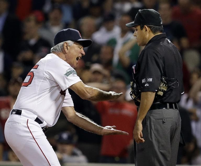Boston Red Sox manager Bobby Valentine argues a call during a game against the New York Yankees on Wednesday. (AP)