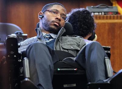 Shooting victim Marcus Hurd testifies in Boston's Suffolk Superior Court on March 7, 2012. (APThe Boston Globe, Pool)