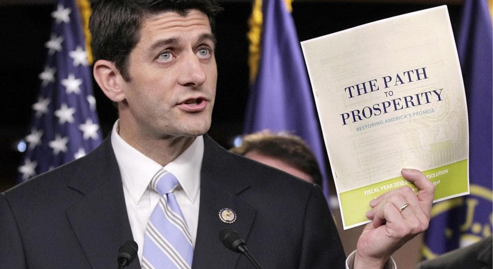In this April 5, 2011 file photo, Republican Vice Presidential candidate, current House Budget Committee Chairman Rep. Paul Ryan, R-Wis., introduces his controversial "Path to Prosperity" budget recommendations, on Capitol Hill. (AP Photo)