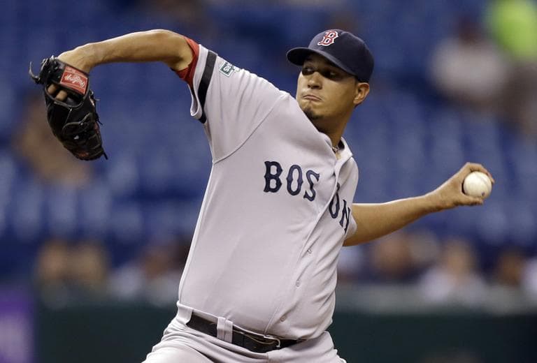 Red Sox starting pitcher Felix Doubront delivers in the sixth inning against the Tampa Bay Rays Tuesday night. (AP)