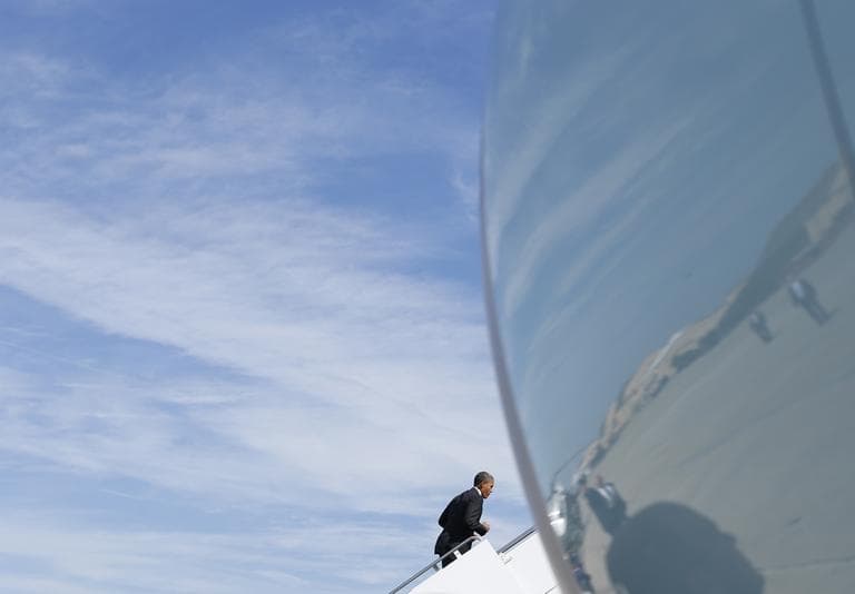 President Barack Obama boards Air Force One, Thursday, Sept. 20, 2012, in Andrews Air Force Base, Md., en route to Florida. (AP)