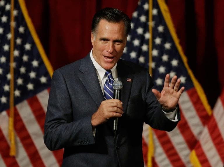 Mitt Romney speaks at a campaign fundraising event in Del Mar, Calif. on Saturday. (Charles Dharapak/AP)